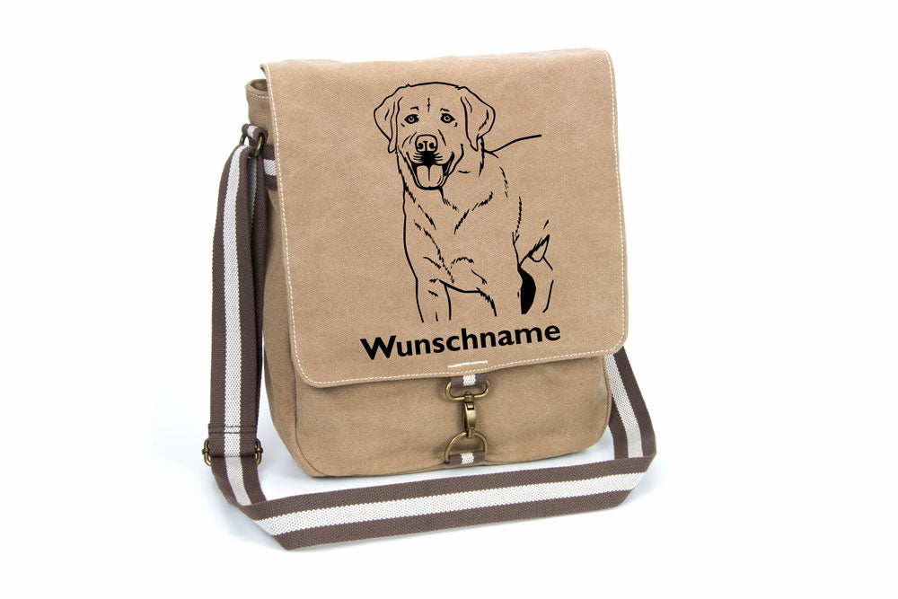 Labrador Retriever Canvas Schultertasche Tasche mit Hundemotiv und Namen