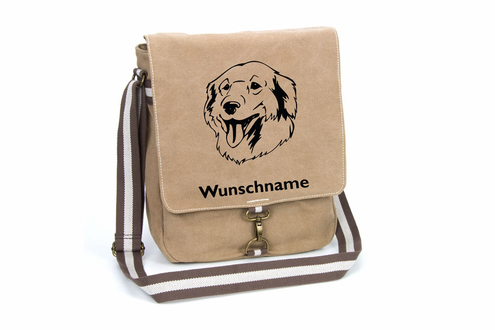 Kuvasz Canvas Schultertasche Tasche mit Hundemotiv und Namen