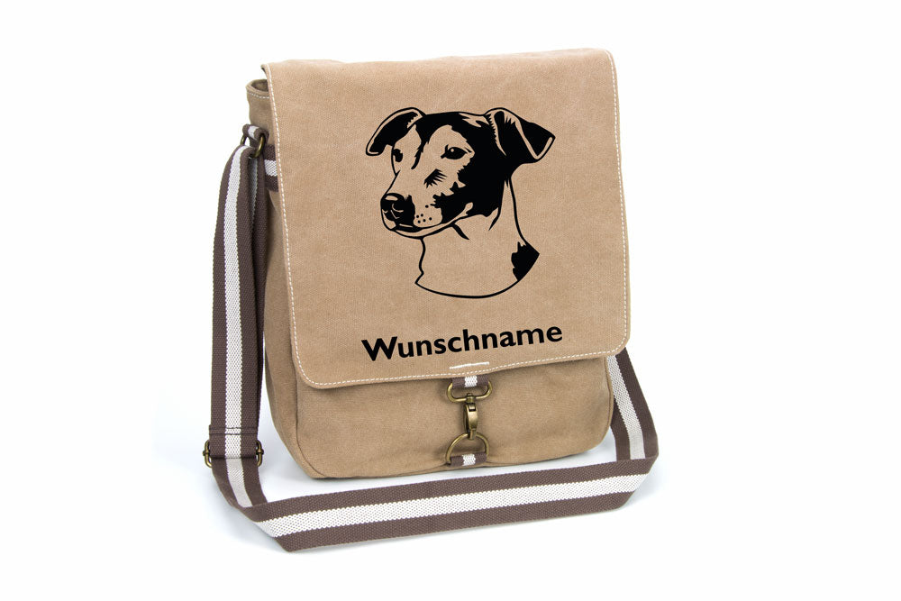Jack Russell Terrier 3 Canvas Schultertasche Tasche mit Hundemotiv und Namen