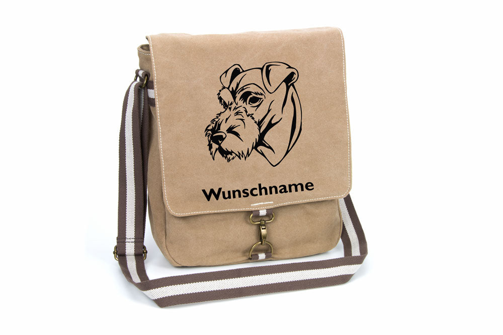 Irish Terrier Canvas Schultertasche Tasche mit Hundemotiv und Namen