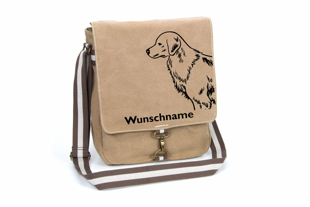 Golden Retriever 2 Canvas Schultertasche Tasche mit Hundemotiv und Namen