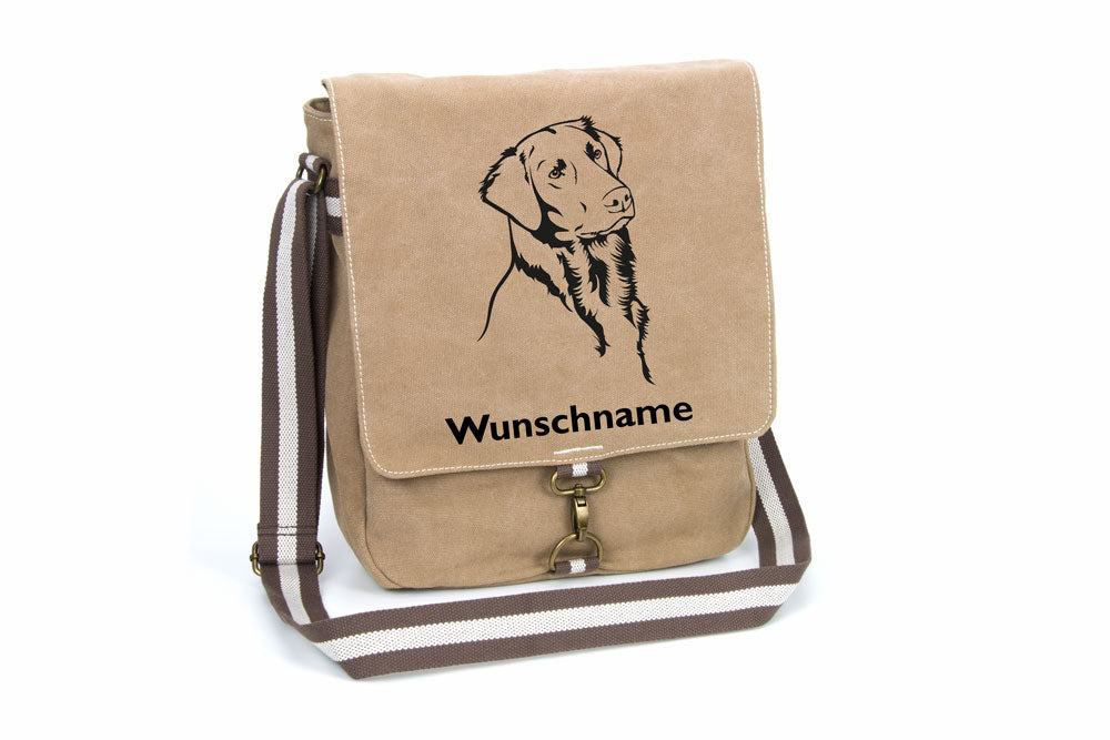 Flat Coated Retriever 1 Canvas Schultertasche Tasche mit Hundemotiv und Namen