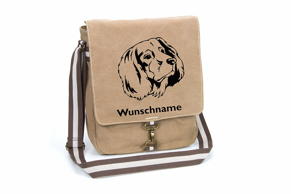 Deutsch Langhaar Canvas Schultertasche Tasche mit Hundemotiv und Namen
