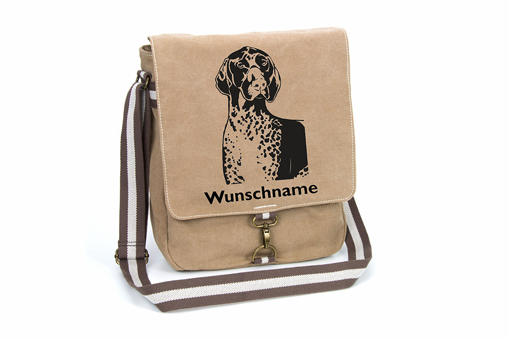 Deutsch Kurzhaar Canvas Schultertasche Tasche mit Hundemotiv und Namen