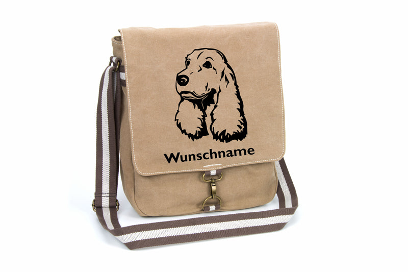 Cocker Spaniel Canvas Schultertasche Tasche mit Hundemotiv und Namen