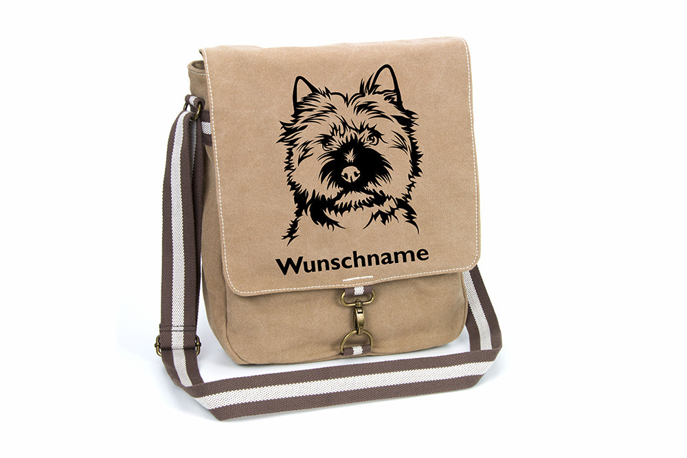 Cairn Terrier Canvas Schultertasche Tasche mit Hundemotiv und Namen