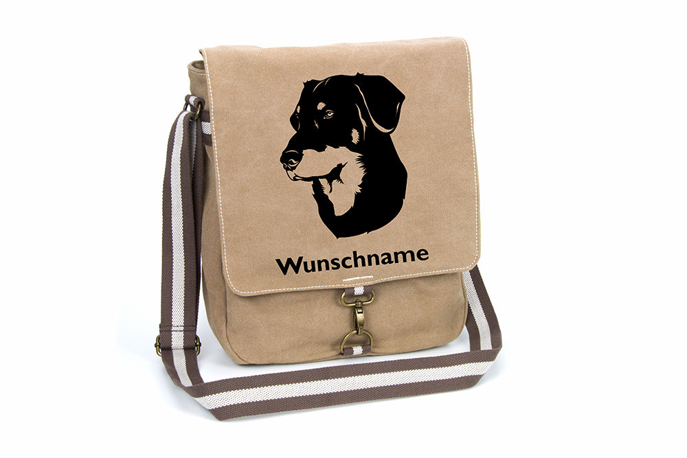 Beauceron Canvas Schultertasche Tasche mit Hundemotiv und Namen