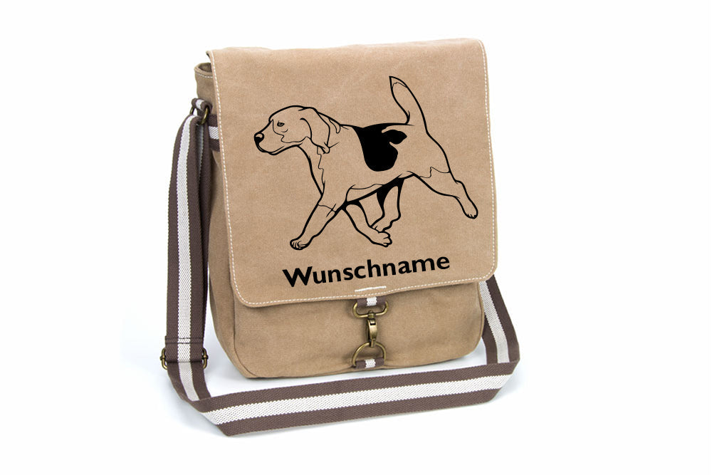 Beagle 7 Canvas Schultertasche Tasche mit Hundemotiv und Namen