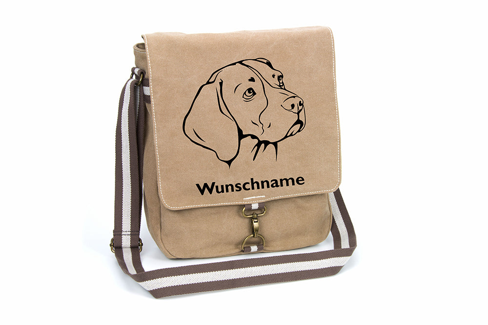 Beagle Canvas Schultertasche Tasche mit Hundemotiv und Namen