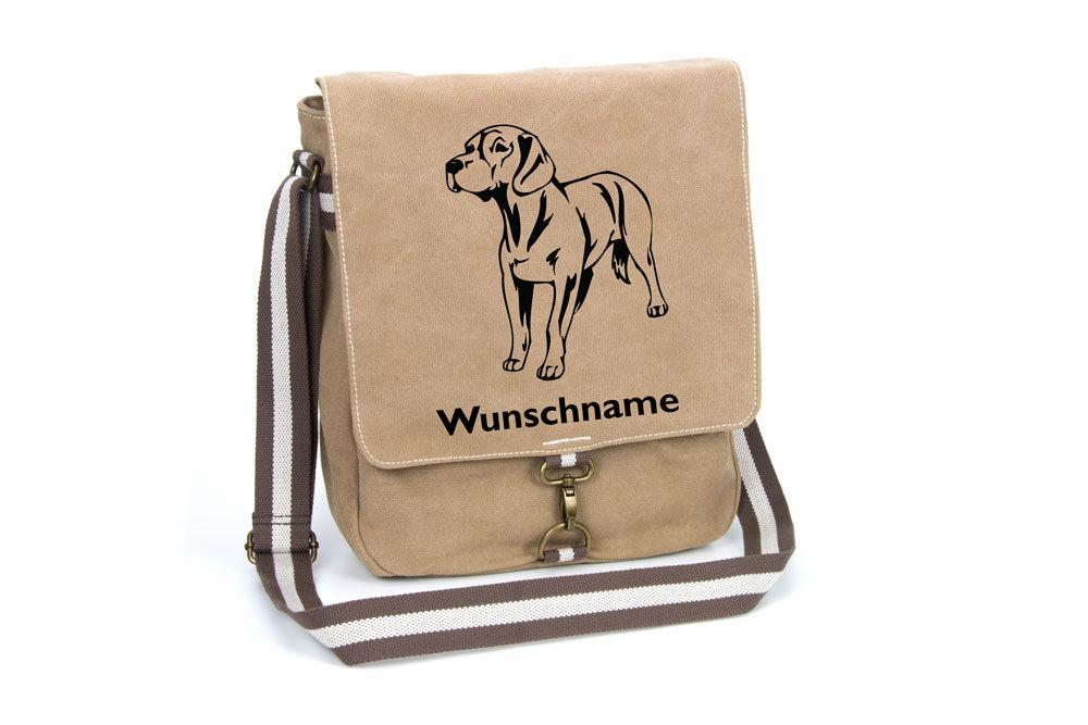 Bayerischer Gebirgsschweißhund Canvas Schultertasche Tasche mit Hundemotiv und Namen