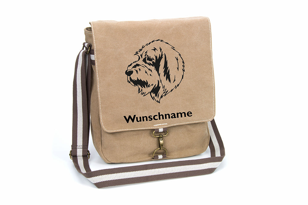 Basset Griffon Vendéen Canvas Schultertasche Tasche mit Hundemotiv und Namen