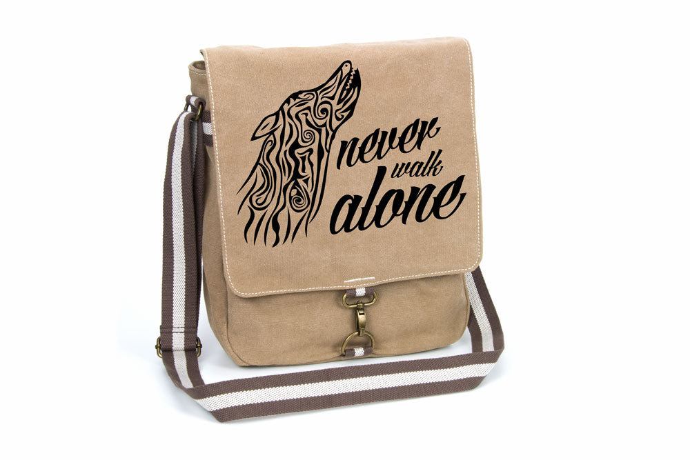 Never walk alone 5 - Canvas Schultertasche Tasche mit Namen