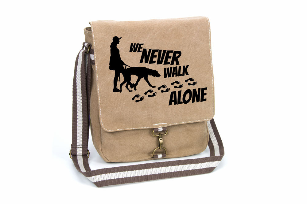 Never walk alone 1 - Canvas Schultertasche Tasche mit Namen