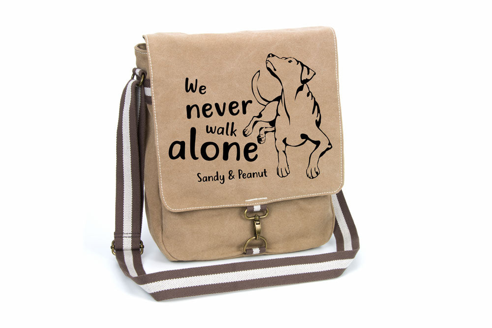 Never walk alone 4 - Canvas Schultertasche Tasche mit Namen