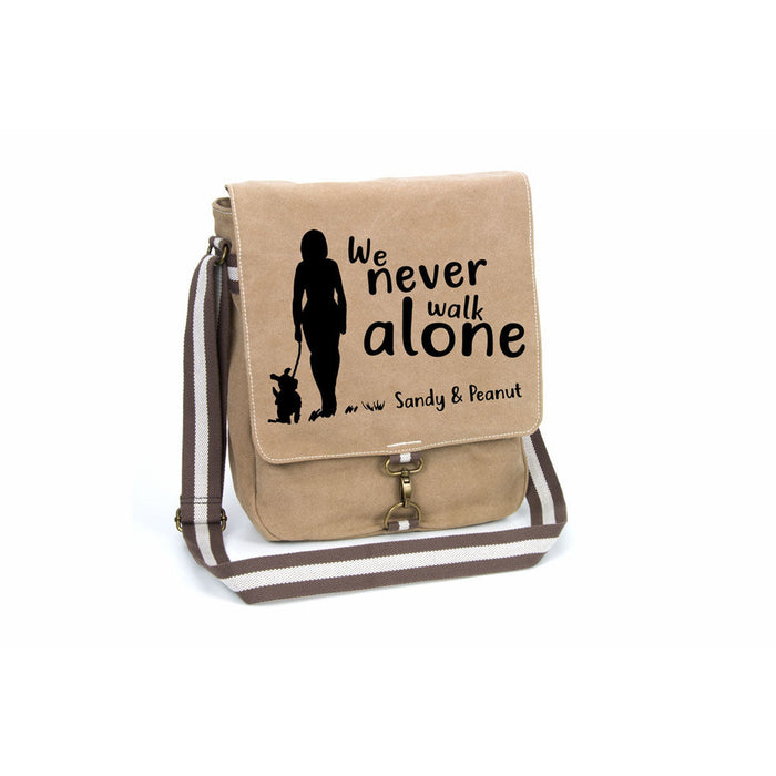 Never walk alone 2 - Canvas Schultertasche Tasche mit Namen