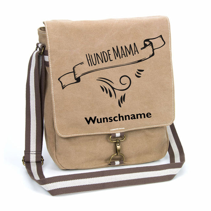 Hundemama 2 - Canvas Schultertasche Tasche mit Namen