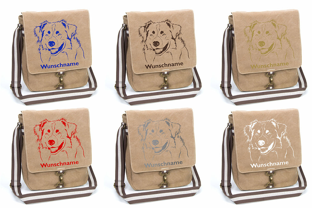 Hundesüchtig - Canvas Schultertasche Tasche mit Namen