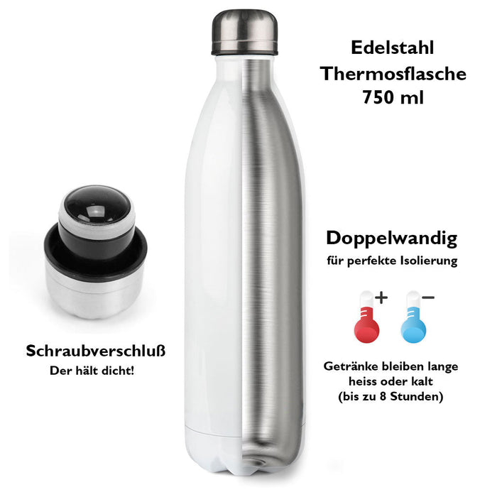 Finnischer Lapphund - Edelstahl Thermosflasche 750 ml mit Wunschname-Tierisch-tolle Geschenke-Tierisch-tolle-Geschenke