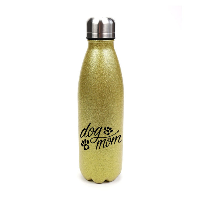 dog mom- Edelstahl GLITZER Thermosflasche 500 ml mit Namen-Tierisch-tolle Geschenke-Tierisch-tolle-Geschenke