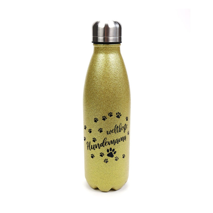 Hundemama - Edelstahl GLITZER Thermosflasche 500 ml mit Namen-Tierisch-tolle Geschenke-Tierisch-tolle-Geschenke