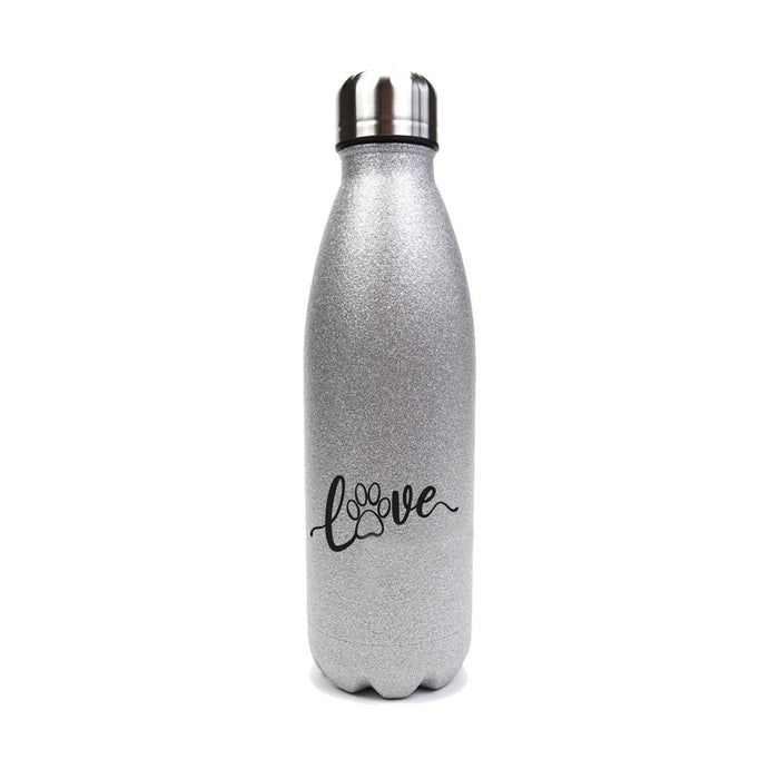 Paw Love - Edelstahl GLITZER Thermosflasche 500 ml mit Namen-Tierisch-tolle Geschenke-Tierisch-tolle-Geschenke