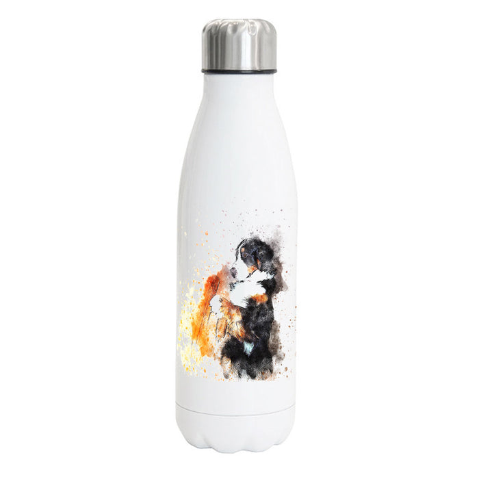 Berner Sennenhund - Edelstahl Thermosflasche 750 ml mit Namen -watercolour-Tierisch-tolle Geschenke-Tierisch-tolle-Geschenke