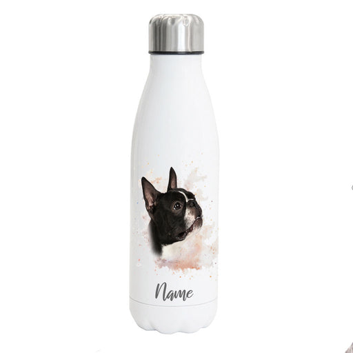 Boston Terrier - Edelstahl Thermosflasche 750 ml mit Namen -watercolour-Tierisch-tolle Geschenke-Tierisch-tolle-Geschenke