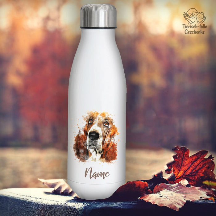 Beagle - Edelstahl Thermosflasche 750 ml mit Namen -watercolour-Tierisch-tolle Geschenke-Tierisch-tolle-Geschenke