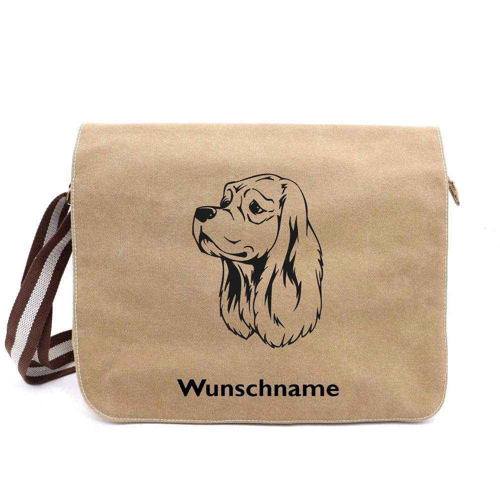American Cockerspaniel - Canvas Schultertasche Messenger mit Namen - Tierisch tolle Geschenke