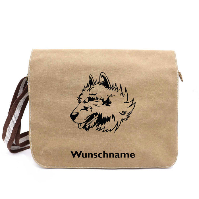 Belgischer Schäferhund Laekenois - Canvas Schultertasche Messenger mit Namen
