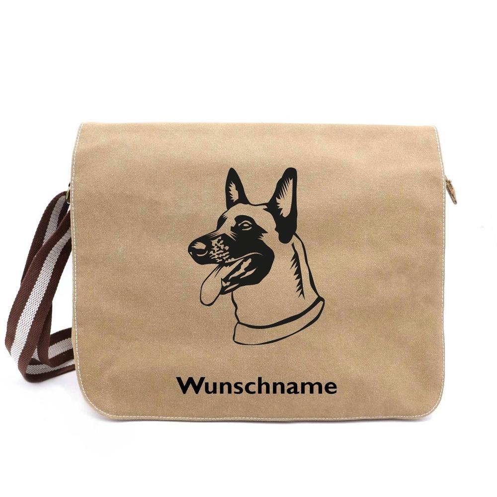 Belgischer Schäferhund Malinois 1 - Canvas Schultertasche Messenger mit Namen - Tierisch tolle Geschenke