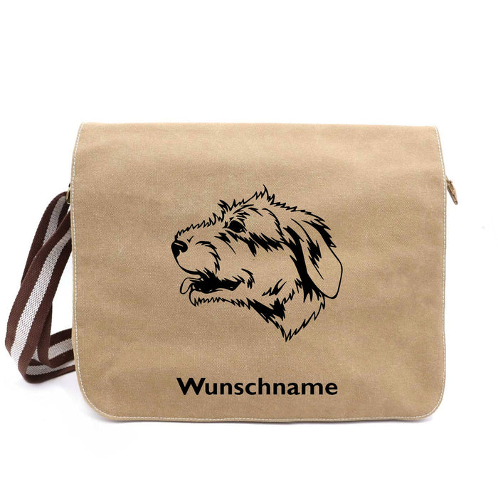 Irish Wolfhound - Canvas Schultertasche Messenger mit Namen