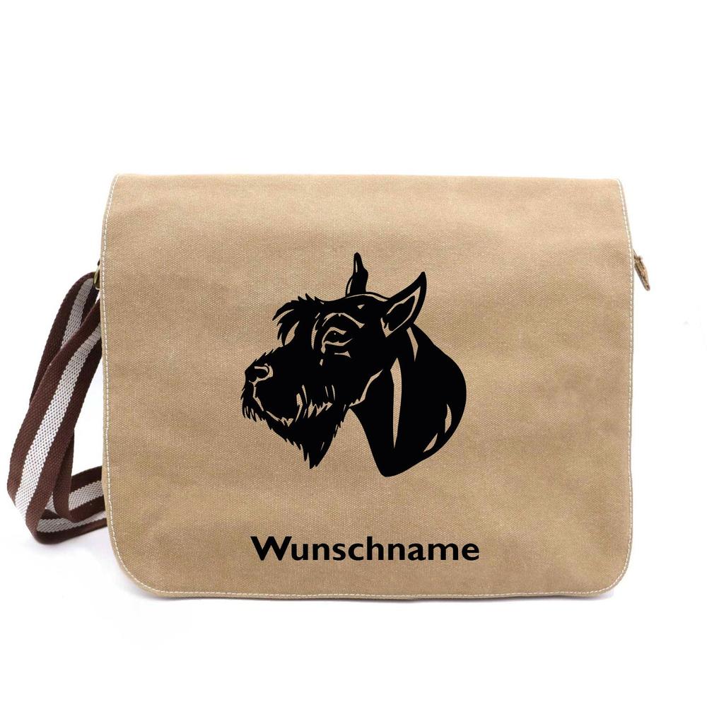 Riesenschnauzer - Canvas Schultertasche Messenger mit Namen - Tierisch tolle Geschenke