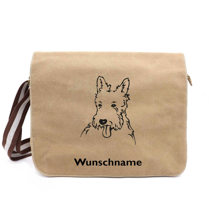 West Highland Terrier - Canvas Schultertasche Messenger mit Namen
